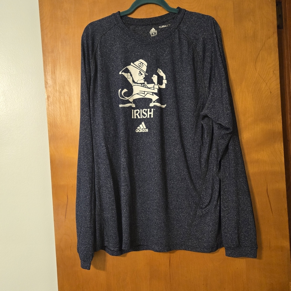 Adidas Notre Dame Fighting Irish Blue Long Sleeve Shirt Size XL